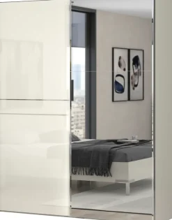 OTTO home Schwebetürenschrank »Piano, mit Einlegeböden, Kleiderstangen, Spiegel, Türen soft-close« in 3 Breiten, 224cm hoch, mit verchromten Aufleistungen,mit Spiegeltür, FSC-zertifizierter Holzwerkstoff