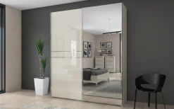 OTTO home Schwebetürenschrank »Piano, mit Einlegeböden, Kleiderstangen, Spiegel, Türen soft-close« in 3 Breiten, 224cm hoch, mit verchromten Aufleistungen,mit Spiegeltür, FSC-zertifizierter Holzwerkstoff