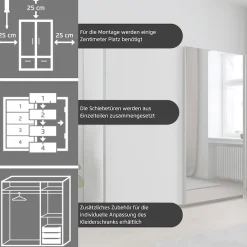 OTTO home Schwebetürenschrank »Kleiderschrank Schrank Garderobe Schlafzimmerschrank THANOS« 3 verschiedene Ausstattungen BASIC/CLASSIC/PREMIUM (inkl. SOFT-CLOSE),Optional mit Spiegel, Metall-Griffleisten alufarben MADE IN GERMANY