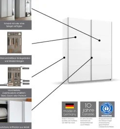 OTTO home Schwebetürenschrank »Kleiderschrank Schrank Garderobe Schlafzimmerschrank THANOS« 3 verschiedene Ausstattungen BASIC/CLASSIC/PREMIUM (inkl. SOFT-CLOSE),Optional mit Spiegel, Metall-Griffleisten alufarben MADE IN GERMANY