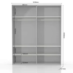 OTTO home Schwebetürenschrank »Gala, wahlweise mit oder ohne Spiegel, 182x65x224cm, FSC-zertifiziert« mit 6 Einlegeböden und 2 Kleiderstangen,UV lackiert, kratzfest, hochglänzend, Soft-Close Funktion