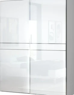 OTTO home Schwebetürenschrank »Piano, FSC-zertifiziert, mit Einlegeböden und Kleiderstangen« in 3 Breiten, 224cm hoch, mit verchromten Aufleistungen,UV lackiert, hochglänzend, mit Soft-Close Funktion, in beige oder weiß