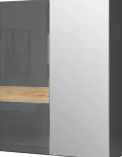 OTTO home Schwebetürenschrank »Onyx, Schwebetürenschrank inklusive Innenleben,FSC-zertifiziert« in 3 Breiten: 182, 230 oder 272cm,Höhe 224cm, mit Spiegel,UV lackiert, hochglänzend anthrazit, mit Soft-Close Funktion