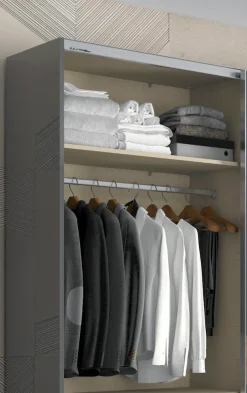 OTTO home Schwebetürenschrank »Onyx, Schwebetürenschrank inklusive Innenleben,FSC-zertifiziert« in 3 Breiten: 182, 230 oder 272cm,Höhe 224cm, mit Spiegel,UV lackiert, hochglänzend anthrazit, mit Soft-Close Funktion