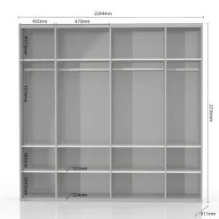 OTTO home Schwebetürenschrank »Gala, wahlweise mit oder ohne Spiegel, 230x65x224cm, FSC-zertifiziert« mit 12 Einlegeböden und 4 Kleiderstangen,UV lackiert, kratzfest, hochglänzend, Soft-Close Funktion