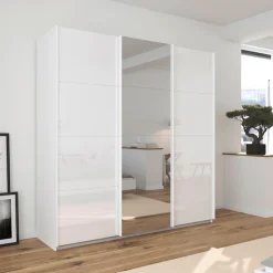 OTTO home Schwebetürenschrank »Kleiderschrank Kleiderschränke Schrank Garderobe AGORDO mit Glasfront« Breiten 203/271/315/360 cm, Höhen 210/229 cm,durchdachte Innenausstattung, in 4 Breiten und 2 Höhen MADE IN GERMANY