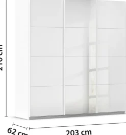 OTTO home Schwebetürenschrank »Kleiderschrank Kleiderschränke Schrank Garderobe AGORDO mit Glasfront« Breiten 203/271/315/360 cm, Höhen 210/229 cm,durchdachte Innenausstattung, in 4 Breiten und 2 Höhen MADE IN GERMANY