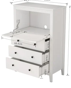 OTTO home Sekretär im Landhausstil,(B/T/H): 80/39,5/119,6 cm