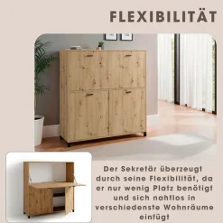 OTTO home Sekretär »Melton« platzsparende Arbeitslösung mit viel Stauraum, Breite 120 cm