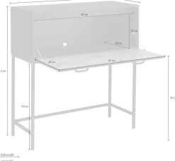 OTTO home Sekretär »Rocco« Breite 90 cm,Klappe mit Magnet Verschluß