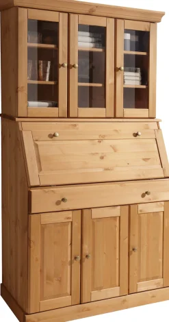 OTTO home Sekretär »Rosi im Landhausstil« Schreibtisch aus Massivholz, mit Vitrine, in 2 Breiten