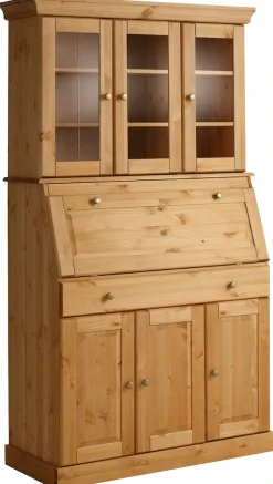 OTTO home Sekretär »Rosi im Landhausstil« Schreibtisch aus Massivholz, mit Vitrine, in 2 Breiten