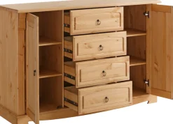 OTTO home Sideboard »Anna« Gesamtmaße (B/T/H): ca. 140/44/88 cm,Kommode, Breite 140 cm, 4 Schubladen, 2 Türen, Massivholz, FSC®