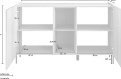 OTTO home Sideboard »Badia, 132 cm breit, 2 Türen, Anrichte, Kommode, Stauraumschrank« Innenliegendes Top, gerade Metallfüße, salbeigrüne Farbakzente