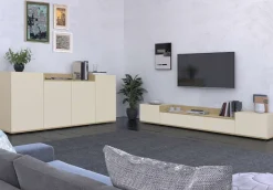 OTTO home Sideboard »BOLSENA, Kommode, Schrank,Lowboard mit 6 Fächer und offenes Ablagefach« 1 Stk. tlg. stehend/hängend montierbar, Made in Italy, B/T/H: 160 × 35 × 71,2 cm