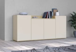 OTTO home Sideboard »BOLSENA, Kommode, Schrank,Lowboard mit 6 Fächer und offenes Ablagefach« 1 Stk. tlg. stehend/hängend montierbar, Made in Italy, B/T/H: 160 × 35 × 71,2 cm
