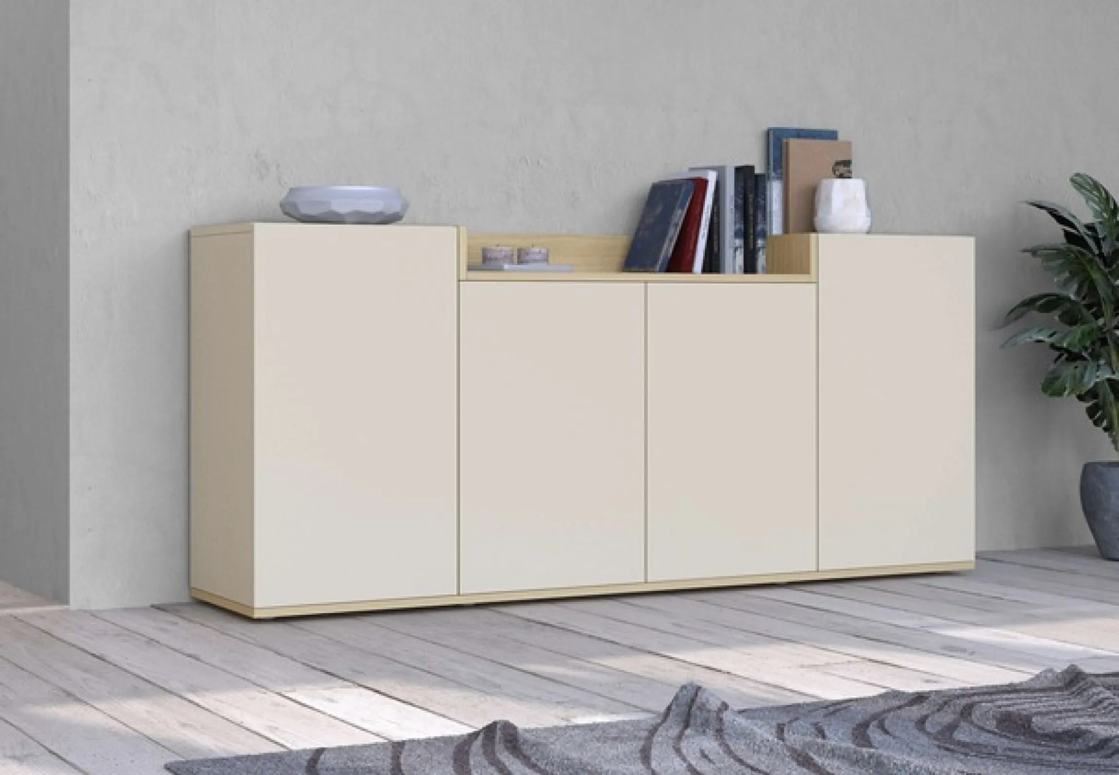 OTTO home Sideboard »BOLSENA, Kommode, Schrank,Lowboard mit 6 Fächer und offenes Ablagefach« 1 Stk. tlg. stehend/hängend montierbar, Made in Italy, B/T/H: 160 × 35 × 71,2 cm