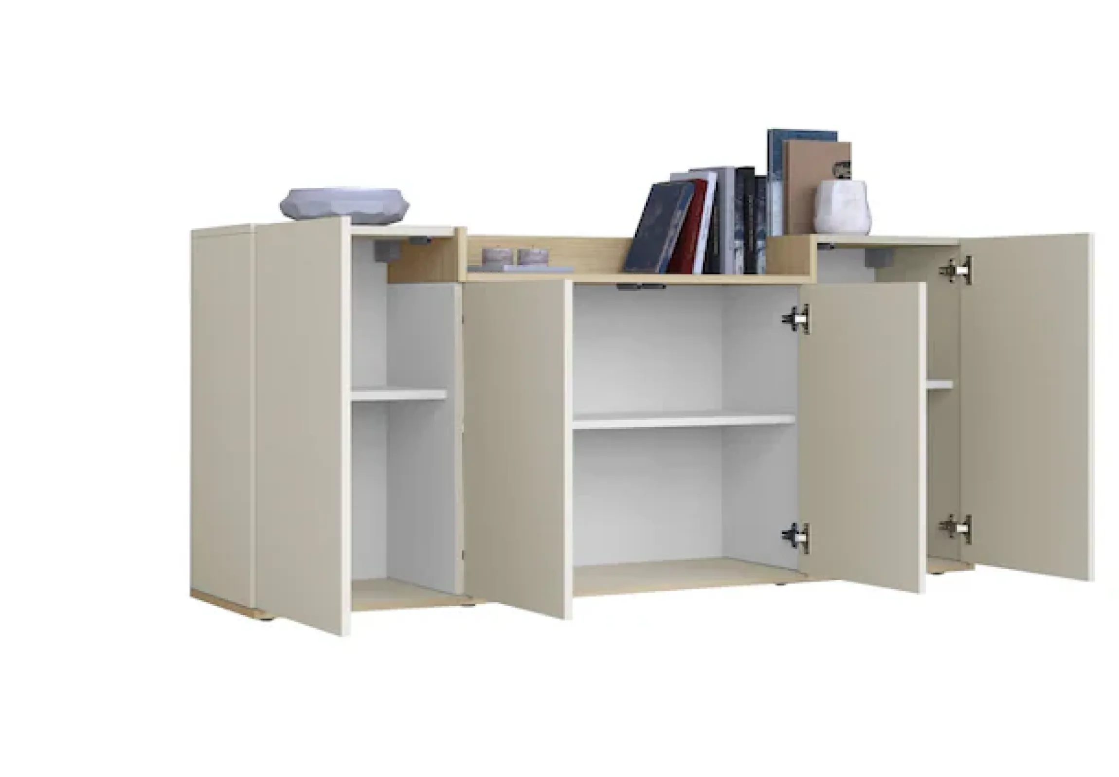 OTTO home Sideboard »BOLSENA, Kommode, Schrank,Lowboard mit 6 Fächer und offenes Ablagefach« 1 Stk. tlg. stehend/hängend montierbar, Made in Italy, B/T/H: 160 × 35 × 71,2 cm