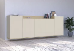 OTTO home Sideboard »BOLSENA, Kommode, Schrank,Lowboard mit 8 Fächer und offenes Ablagefach« 1 Stk. tlg. stehend/hängend montierbar, Made in Italy, B/T/H: 200 × 35 × 71,2 cm