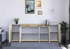 OTTO home Sideboard »BOLSENA, Kommode, Schrank,Lowboard mit 8 Fächer und offenes Ablagefach« 1 Stk. tlg. stehend/hängend montierbar, Made in Italy, B/T/H: 200 × 35 × 71,2 cm