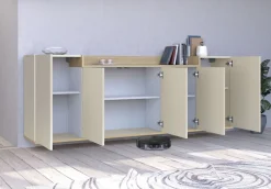 OTTO home Sideboard »BOLSENA, Kommode, Schrank,Lowboard mit 8 Fächer und offenes Ablagefach« 1 Stk. tlg. stehend/hängend montierbar, Made in Italy, B/T/H: 200 × 35 × 71,2 cm