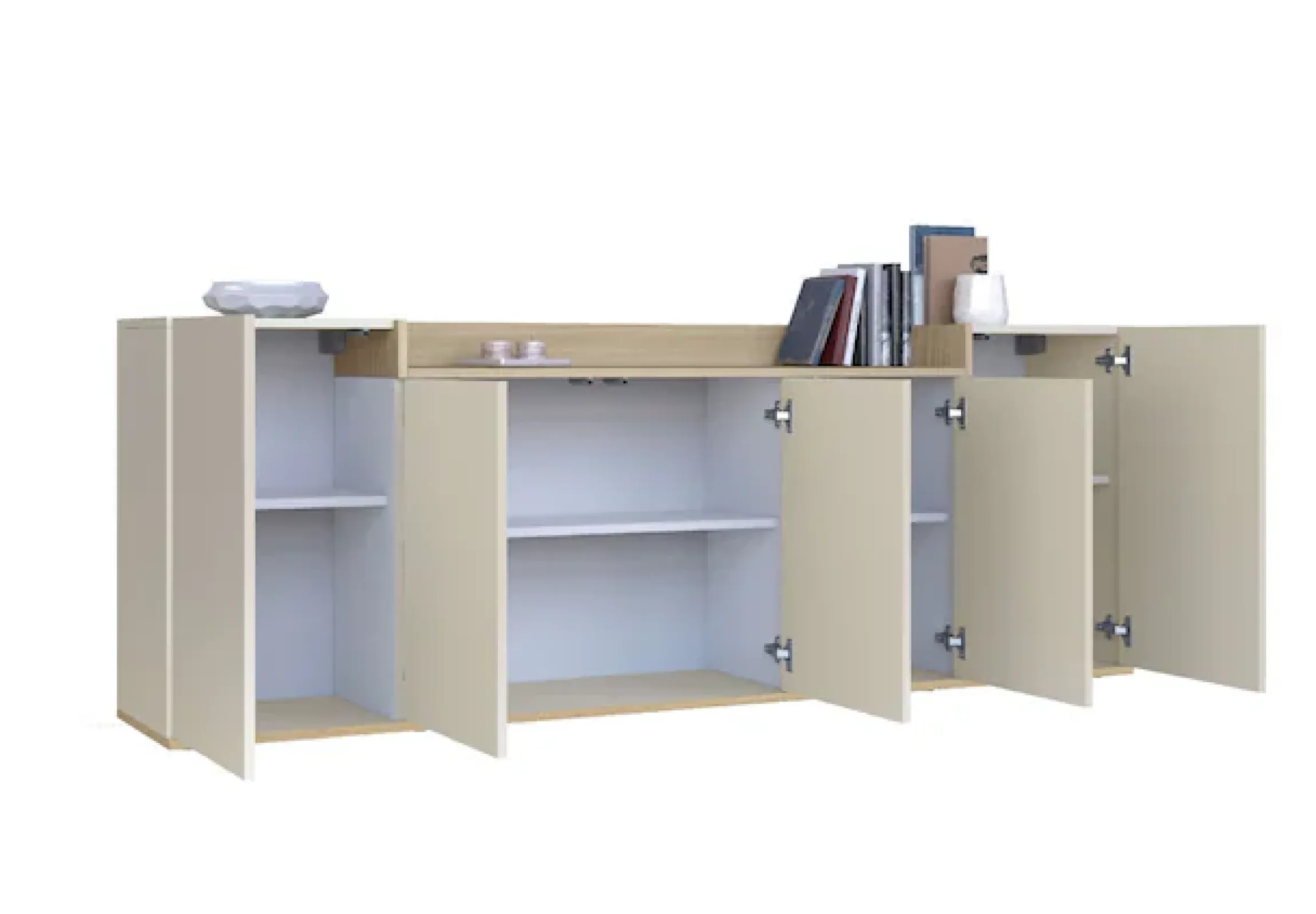 OTTO home Sideboard »BOLSENA, Kommode, Schrank,Lowboard mit 8 Fächer und offenes Ablagefach« 1 Stk. tlg. stehend/hängend montierbar, Made in Italy, B/T/H: 200 × 35 × 71,2 cm