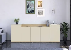 OTTO home Sideboard »BOLSENA, Kommode, Schrank,Lowboard mit 8 Fächer und offenes Ablagefach« 1 Stk. tlg. stehend/hängend montierbar, Made in Italy, B/T/H: 200 × 35 × 71,2 cm