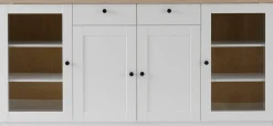 OTTO home Sideboard »Brest, Schrank im Landhausstil, Kommode, zeitloses Stauraumelement« schwarze Metallgriffe, ausreichend Stauraum, Glastüren, 204 cm breit