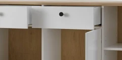 OTTO home Sideboard »Brest, Schrank im Landhausstil, Kommode, zeitloses Stauraumelement« schwarze Metallgriffe, ausreichend Stauraum, Glastüren, 204 cm breit