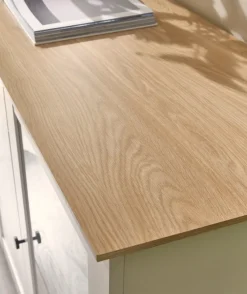 OTTO home Sideboard »Brest, Schrank im Landhausstil, Kommode, zeitloses Stauraumelement« schwarze Metallgriffe, ausreichend Stauraum, Glastüren, 204 cm breit