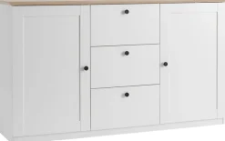 OTTO home Sideboard »Brest, Schrank im Landhausstil, Kommode, zeitloses Stauraumelement« schwarze Metallgriffe, ausreichend Stauraum, 164 cm breit