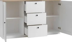 OTTO home Sideboard »Brest, Schrank im Landhausstil, Kommode, zeitloses Stauraumelement« schwarze Metallgriffe, ausreichend Stauraum, 164 cm breit