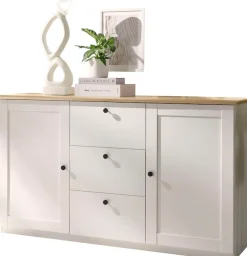 OTTO home Sideboard »Brest, Schrank im Landhausstil, Kommode, zeitloses Stauraumelement« schwarze Metallgriffe, ausreichend Stauraum, 164 cm breit