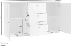 OTTO home Sideboard »Brest, Schrank im Landhausstil, Kommode, zeitloses Stauraumelement« schwarze Metallgriffe, ausreichend Stauraum, 164 cm breit