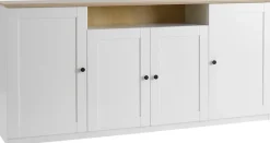 OTTO home Sideboard »Brest, Schrank im Landhausstil, Kommode, zeitloses Stauraumelement« schwarze Metallgriffe, ausreichend Stauraum, 204 cm breit