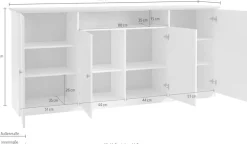 OTTO home Sideboard »Brest, Schrank im Landhausstil, Kommode, zeitloses Stauraumelement« schwarze Metallgriffe, ausreichend Stauraum, 204 cm breit
