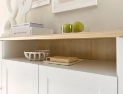 OTTO home Sideboard »Brest, Schrank im Landhausstil, Kommode, zeitloses Stauraumelement« schwarze Metallgriffe, ausreichend Stauraum, 204 cm breit