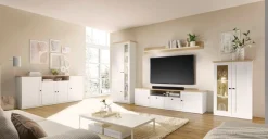 OTTO home Sideboard »Brest, Schrank im Landhausstil, Kommode, zeitloses Stauraumelement« schwarze Metallgriffe, ausreichend Stauraum, 204 cm breit
