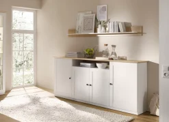 OTTO home Sideboard »Brest, Schrank im Landhausstil, Kommode, zeitloses Stauraumelement« schwarze Metallgriffe, ausreichend Stauraum, 204 cm breit