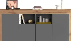 OTTO home Sideboard »CHRONOS Breite 200 cmmit 4 Türen, 2 offene und 8 geschlossene Fächer« 1 Stk. tlg. Sideboard,Kommode, Schrank, Grifflos mit Push to Open, Made in Italy