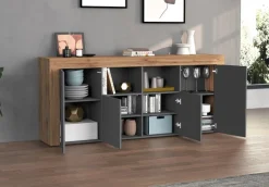 OTTO home Sideboard »CHRONOS Breite 200 cmmit 4 Türen, 2 offene und 8 geschlossene Fächer« 1 Stk. tlg. Sideboard,Kommode, Schrank, Grifflos mit Push to Open, Made in Italy