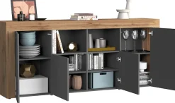 OTTO home Sideboard »CHRONOS Breite 200 cmmit 4 Türen, 2 offene und 8 geschlossene Fächer« 1 Stk. tlg. Sideboard,Kommode, Schrank, Grifflos mit Push to Open, Made in Italy