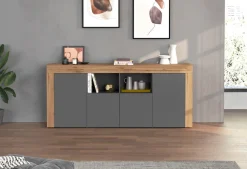 OTTO home Sideboard »CHRONOS Breite 200 cmmit 4 Türen, 2 offene und 8 geschlossene Fächer« 1 Stk. tlg. Sideboard,Kommode, Schrank, Grifflos mit Push to Open, Made in Italy