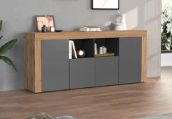 OTTO home Sideboard »CHRONOS Breite 200 cmmit 4 Türen, 2 offene und 8 geschlossene Fächer« 1 Stk. tlg. Sideboard,Kommode, Schrank, Grifflos mit Push to Open, Made in Italy