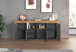 OTTO home Sideboard »CHRONOS Breite 200 cmmit 4 Türen, 2 offene und 8 geschlossene Fächer« 1 Stk. tlg. Sideboard,Kommode, Schrank, Grifflos mit Push to Open, Made in Italy