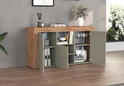 OTTO home Sideboard »CHRONOS Breite 155 cm mit 3 Türen, 1 offenes und 6 geschlossene Fächer« 1 Stk. tlg. Sideboard,Kommode, Schrank, Grifflos mit Push to Open, Made in Italy