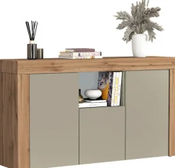 OTTO home Sideboard »CHRONOS Breite 155 cm mit 3 Türen, 1 offenes und 6 geschlossene Fächer« 1 Stk. tlg. Sideboard,Kommode, Schrank, Grifflos mit Push to Open, Made in Italy