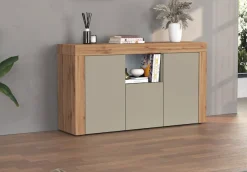 OTTO home Sideboard »CHRONOS Breite 155 cm mit 3 Türen, 1 offenes und 6 geschlossene Fächer« 1 Stk. tlg. Sideboard,Kommode, Schrank, Grifflos mit Push to Open, Made in Italy