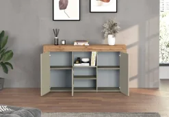OTTO home Sideboard »CHRONOS Breite 155 cm mit 3 Türen, 1 offenes und 6 geschlossene Fächer« 1 Stk. tlg. Sideboard,Kommode, Schrank, Grifflos mit Push to Open, Made in Italy
