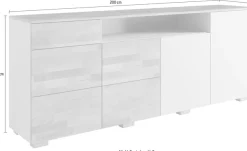 OTTO home Sideboard »Citra teilmassiv« Breite 200cm,moderne grifflose Optik mit push to open Funktion